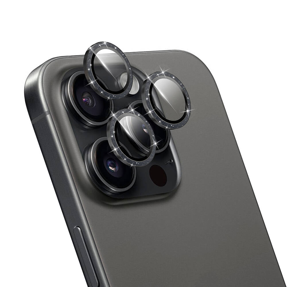 Apple iPhone 16 Pro Max Wiwu LG-006 Diamond Lens Guard Kolay Uygulama Aparatlı Kamera Lens Koruyucu Gri