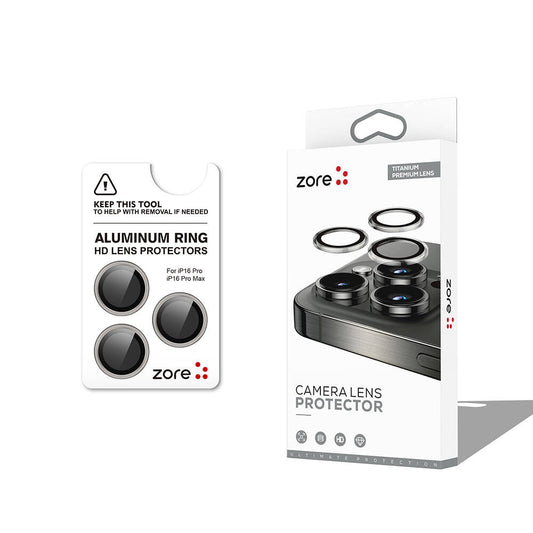 Apple iPhone 16 Pro Zore CL-12 Premium Safir Parmak İzi Bırakmayan Anti-Reflective Kamera Lens Koruyucu Titanyum-Gri