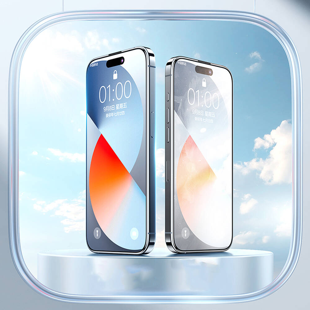 Apple iPhone 16 Wiwu GT-010 Anti-Reflective Polimer Oleofobik Kaplama Ultra İnce Temperli Cam Ekran Koruyucu Siyah