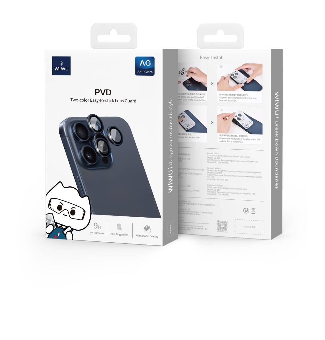 Apple iPhone 16 Wiwu LG-004 PVD Lens Guard Metal Kamera Lens Koruyucu Gümüş