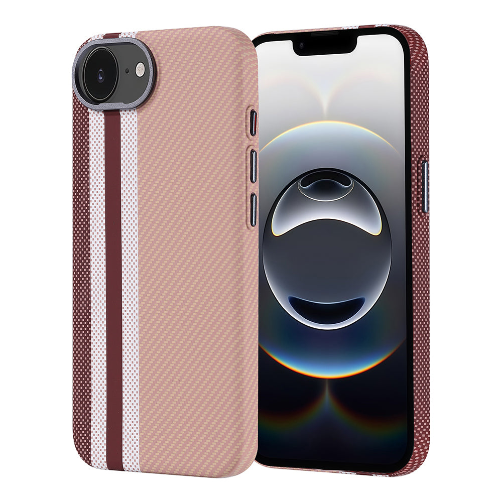 Apple iPhone 16E Kılıf M-safe Şarj Özellikli Karbon Fiber Görünümlü Zore Nekst Kapak Gri-Siyah