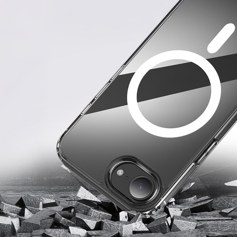 Apple iPhone 16E Kılıf M-safe Şarj Özellikli Şeffaf Sert PC Zore Embos Kapak Şeffaf