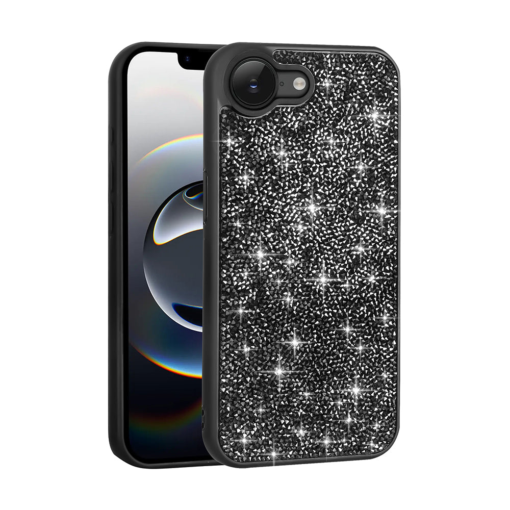 Apple iPhone 16E Kılıf Parlak Taşlı Tasarım Zore Pırlanta Kapak Siyah