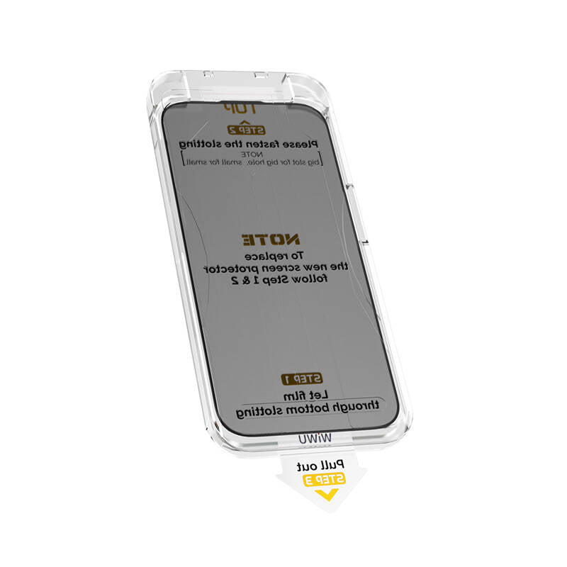 Apple iPhone 16E Wiwu Wi-SQ009 Easy Install iPrivacy 360° Anti-Peep Oleofobik Temperli Cam Ekran Koruyucu + Kolay Uygulama Aparatlı Siyah