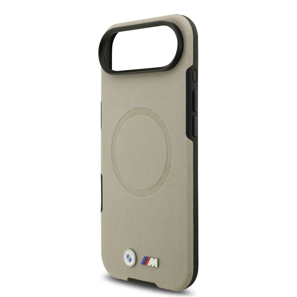 Apple iPhone 17 Air Kılıf BMW Orjinal Lisanslı M-safe Şarj Özellikli Metal Logolu Delikli M Dizayn Deri Kapak Gri