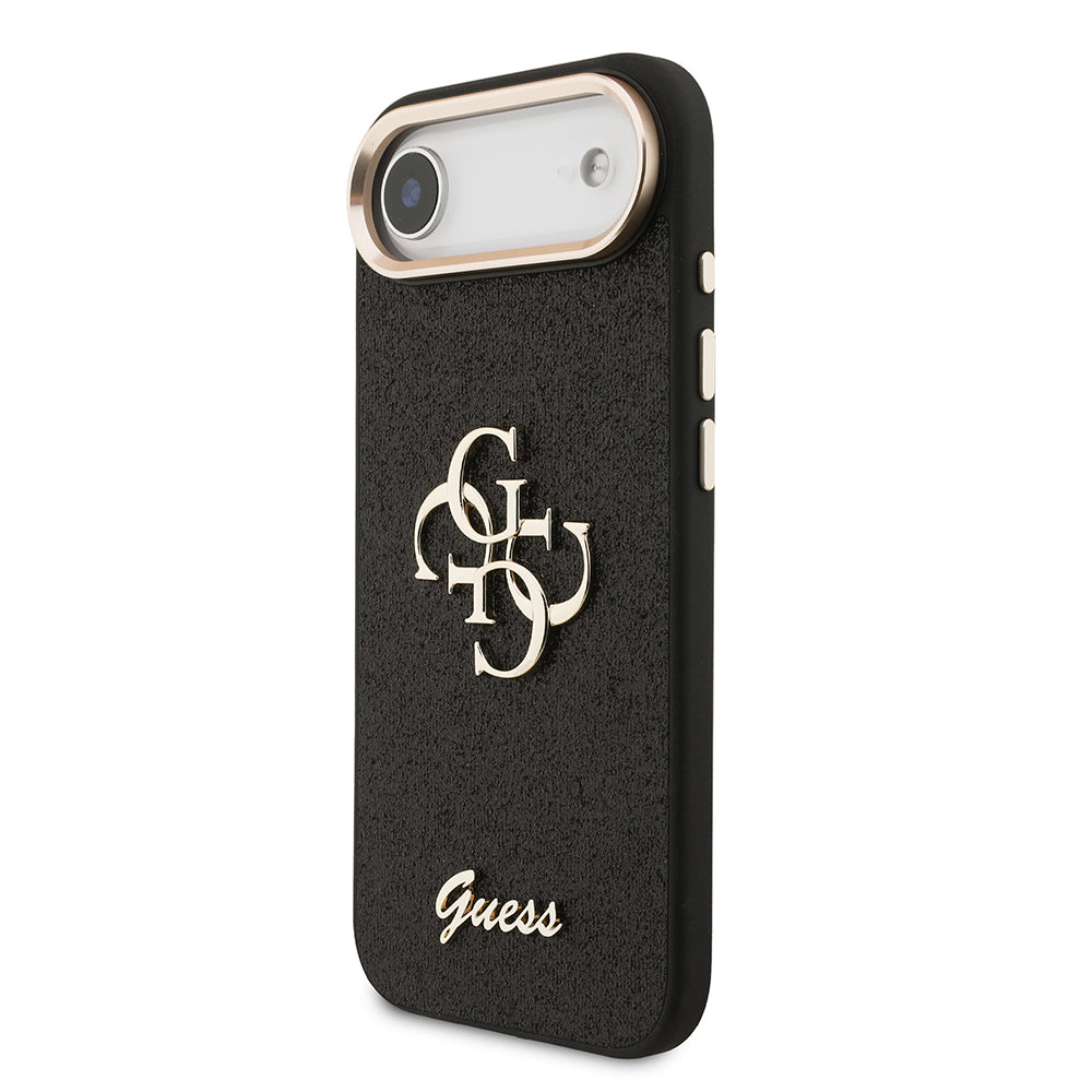 Apple iPhone 17 Air Kılıf Guess Orjinal Lisanslı 4G Büyük Metal Kamera Çerçeveli ve Logolu Glitter Kapak Gri