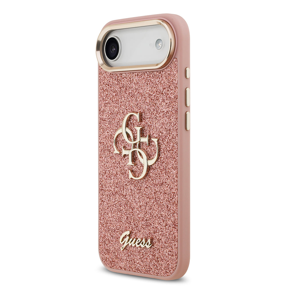 Apple iPhone 17 Air Kılıf Guess Orjinal Lisanslı 4G Büyük Metal Kamera Çerçeveli ve Logolu Glitter Kapak Gri