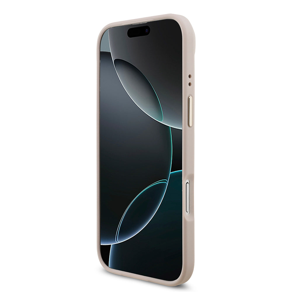 Apple iPhone 17 Air Kılıf Guess Orjinal Lisanslı Gold Metal Kamera Çerçeveli 4G Desenli Metal Büyük 4G ve Yazı Logolu Kapak Pembe