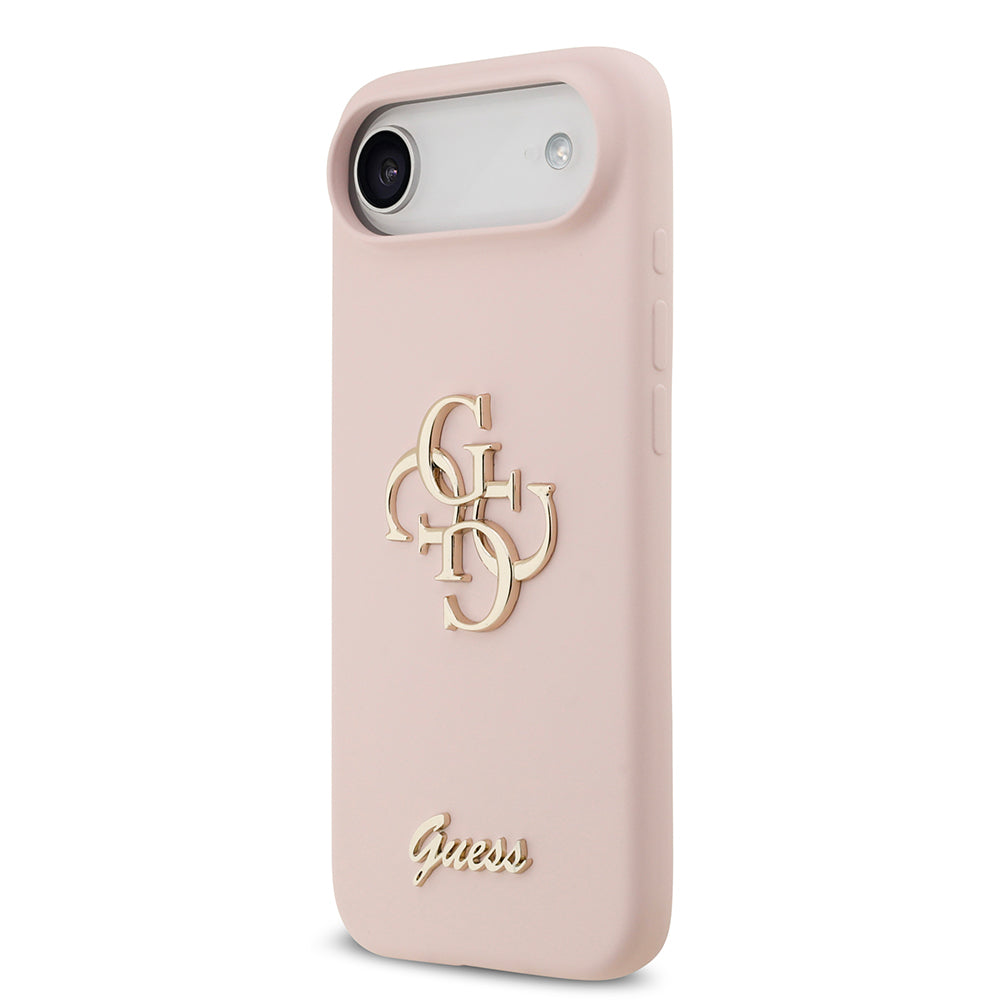 Apple iPhone 17 Air Kılıf Guess Orjinal Lisanslı Grained Yazı Logolu Kapak Pembe