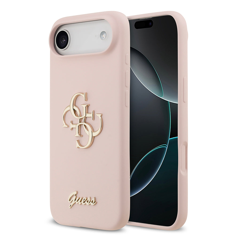 Apple iPhone 17 Air Kılıf Guess Orjinal Lisanslı Grained Yazı Logolu Kapak Pembe