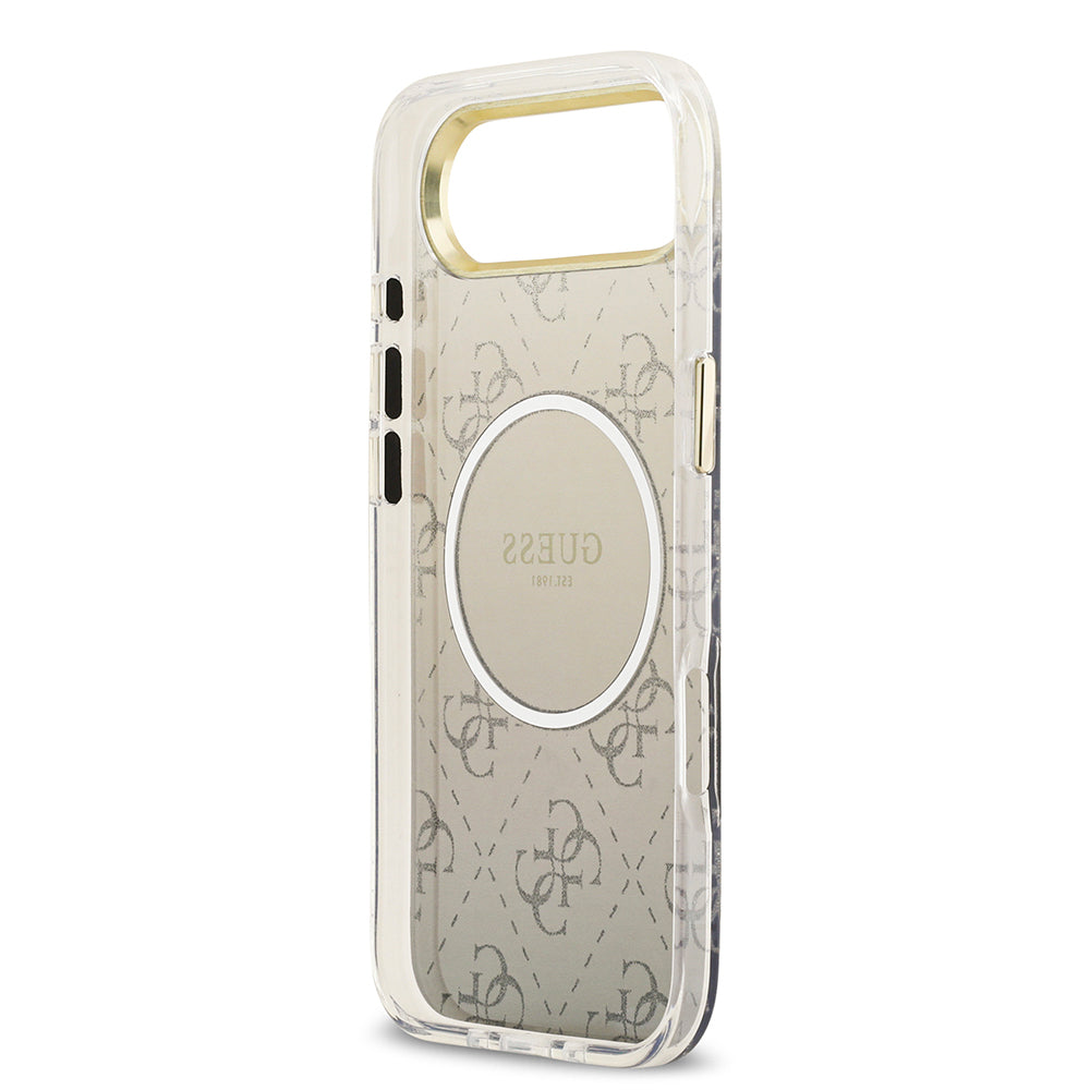 Apple iPhone 17 Air Kılıf Guess Orjinal Lisanslı M-safe Şarj Özellikli 4G Desenli Simli Silikon Kapak Gri