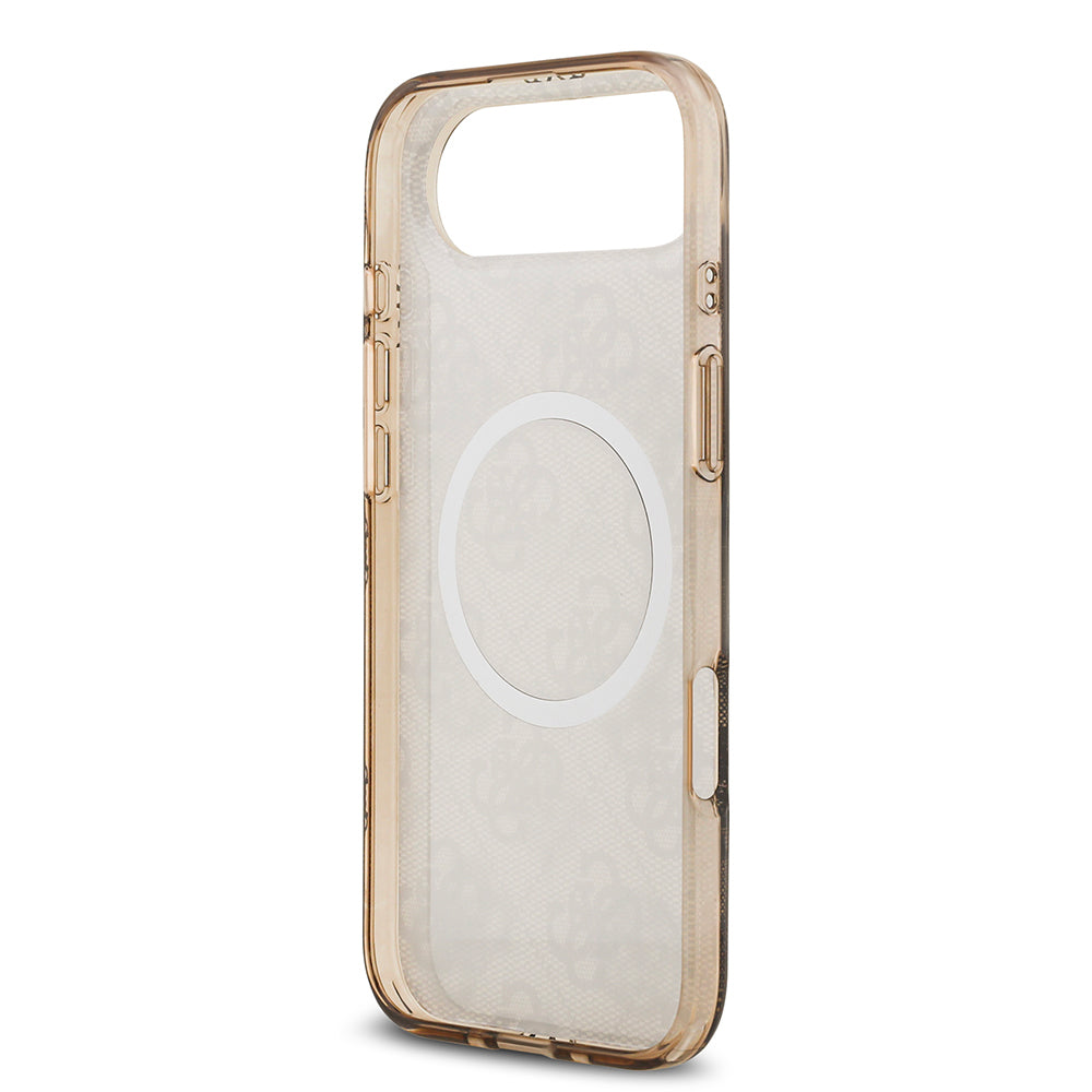 Apple iPhone 17 Air Kılıf Guess Orjinal Lisanslı M-safe Şarj Özellikli IML Peony ve 4G Desenli Klasik Logolu Kapak Pembe