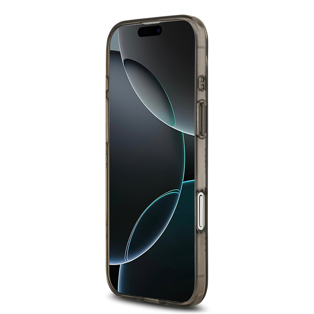 Apple iPhone 17 Air Kılıf Guess Orjinal Lisanslı M-safe Şarj Özellikli IML Peony ve 4G Desenli Klasik Logolu Kapak Siyah