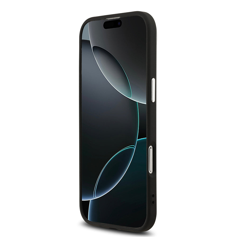 Apple iPhone 17 Air Kılıf Guess Orjinal Lisanslı M-safe Şarj Özellikli Metal Kamera Çerçeveli Üçgen Logolu Glitter Kapak Gri