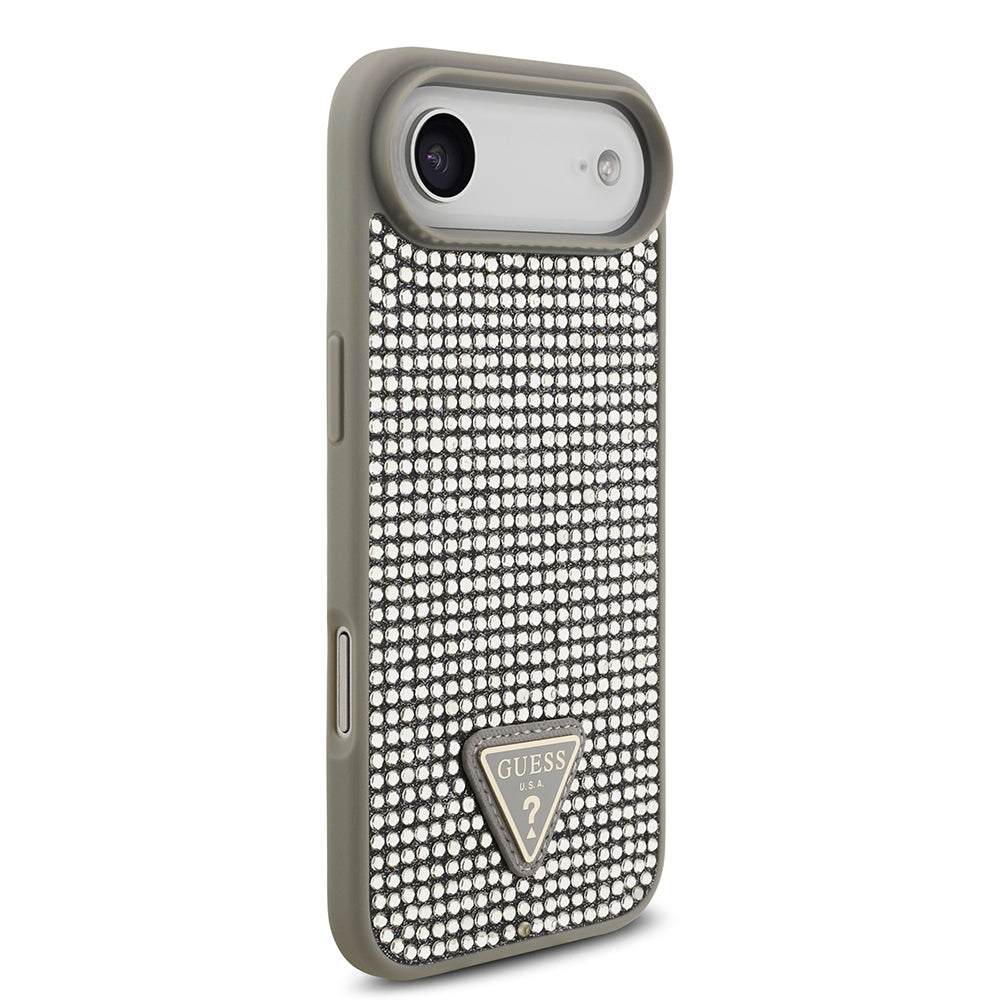 Apple iPhone 17 Air Kılıf Guess Orjinal Lisanslı Taşlı Arka Yüzey Üçgen Logolu Kapak Siyah