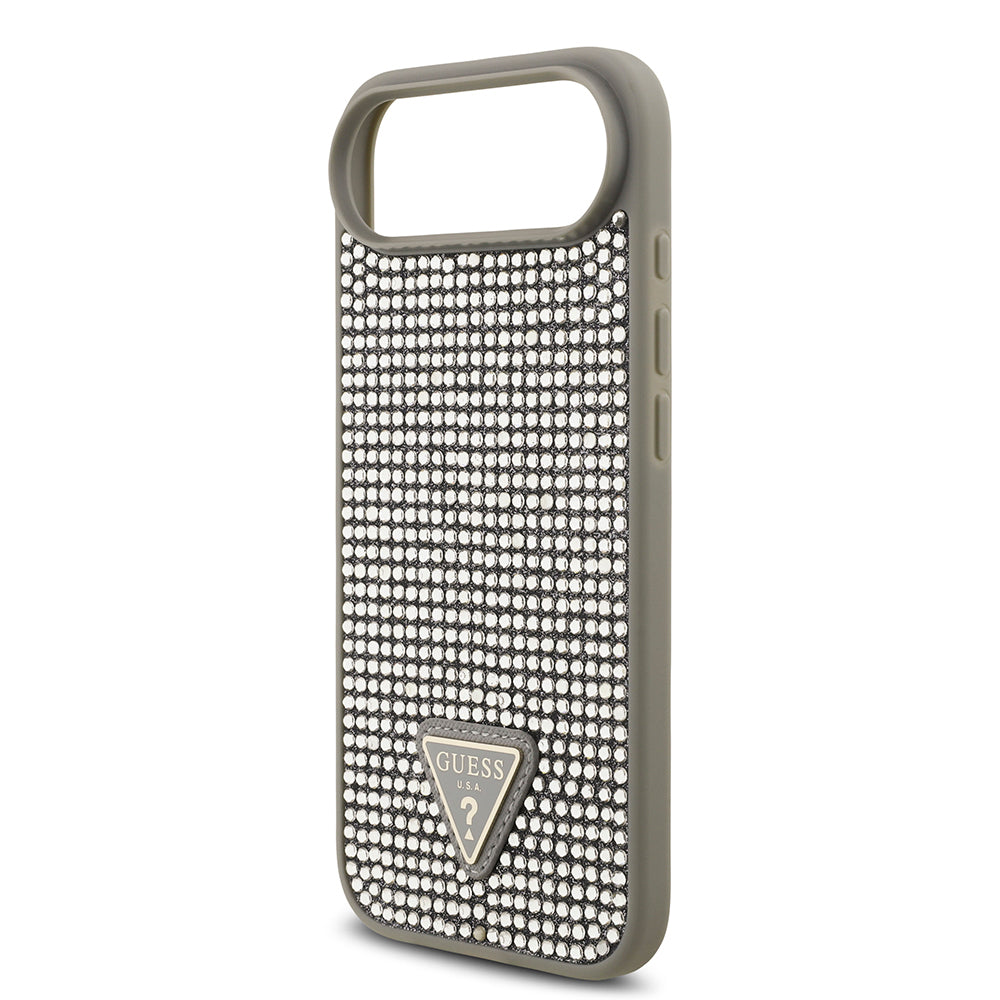 Apple iPhone 17 Air Kılıf Guess Orjinal Lisanslı Taşlı Arka Yüzey Üçgen Logolu Kapak Pembe