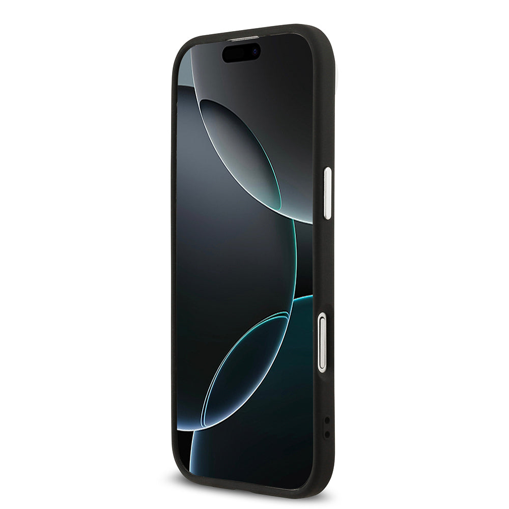 Apple iPhone 17 Air Kılıf Karl Lagerfeld Orjinal Lisanslı M-safe Şarj Özellikli Metal Kamera ve Buton Tasarımlı Karl PU Deri Kapak Siyah