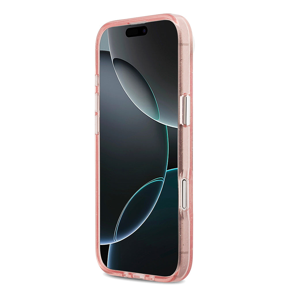 Apple iPhone 17 Air Kılıf Karl Lagerfeld Orjinal Lisanslı Parlayan Simli Karl & Choupette Heads Kapak Gri