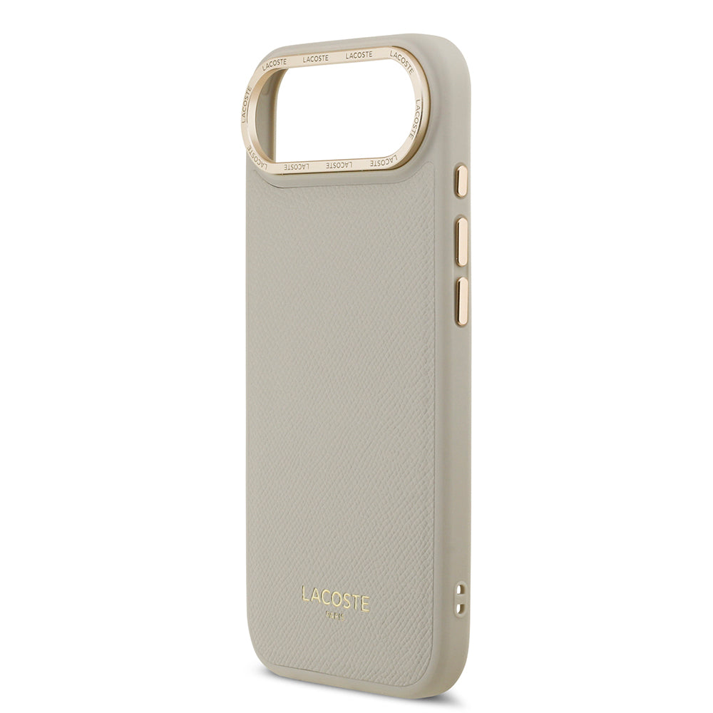 Apple iPhone 17 Air Kılıf Lacoste Orjinal Lisanslı M-safe Şarj Özellikli Champs Elysees PU Deri Tasarımlı Kapak Pembe