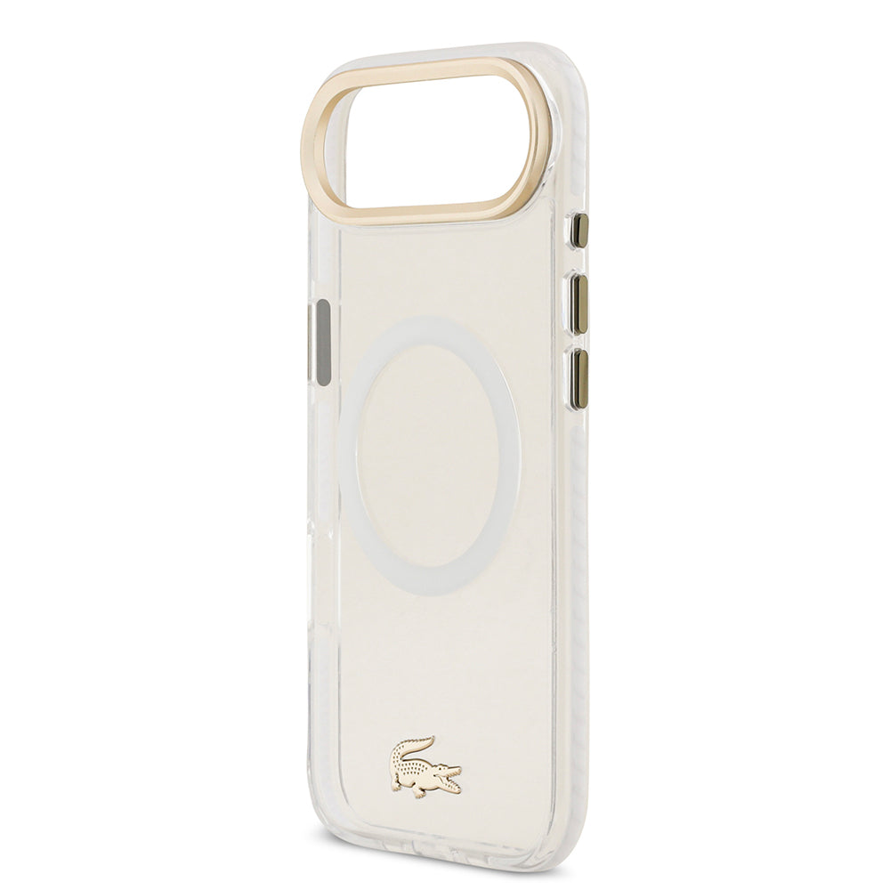 Apple iPhone 17 Air Kılıf Lacoste Orjinal Lisanslı M-safe Şarj Özellikli Gold Timsah Logolu Buzlu Kapak Yeşil