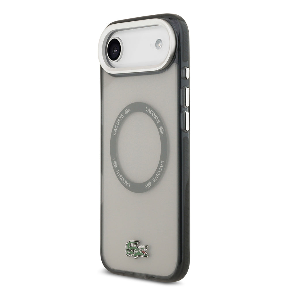 Apple iPhone 17 Air Kılıf Lacoste Orjinal Lisanslı M-safe Şarj Özellikli İkonik Timsah Logolu Buzlu Kapak Gri