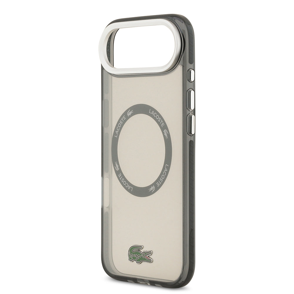 Apple iPhone 17 Air Kılıf Lacoste Orjinal Lisanslı M-safe Şarj Özellikli İkonik Timsah Logolu Buzlu Kapak Gri