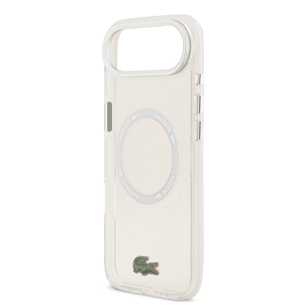 Apple iPhone 17 Air Kılıf Lacoste Orjinal Lisanslı M-safe Şarj Özellikli İkonik Timsah Logolu Buzlu Kapak Beyaz