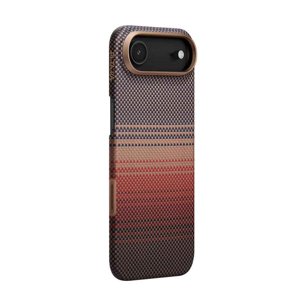 Apple iPhone 17 Air Kılıf M-safe Şarj Özellikli Aramid Fiber Pitaka Tactile Woven Sunset-Moonrise Serisi Kapak Mavi