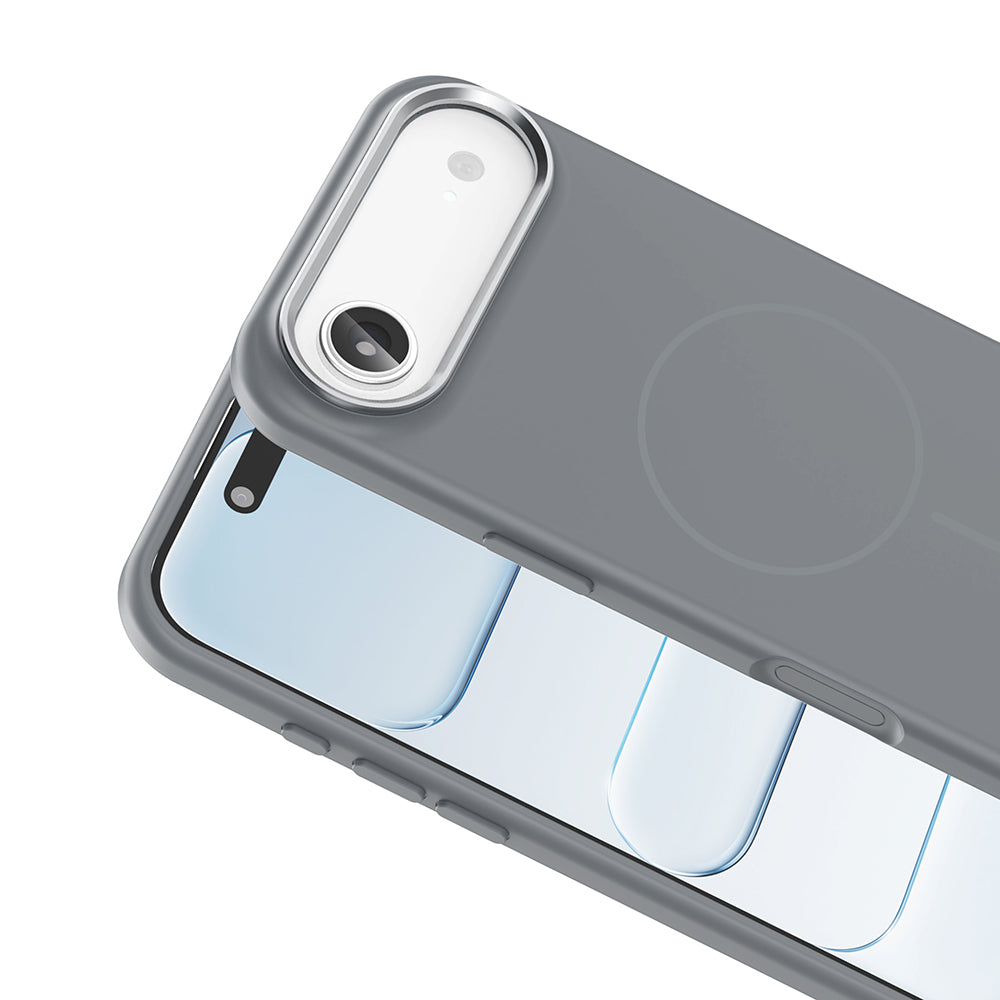 Apple iPhone 17 Air Kılıf M-Safe Şarj Özellikli Metal Kamera Çerçeveli Zore Edi Silikon Kapak Lacivert