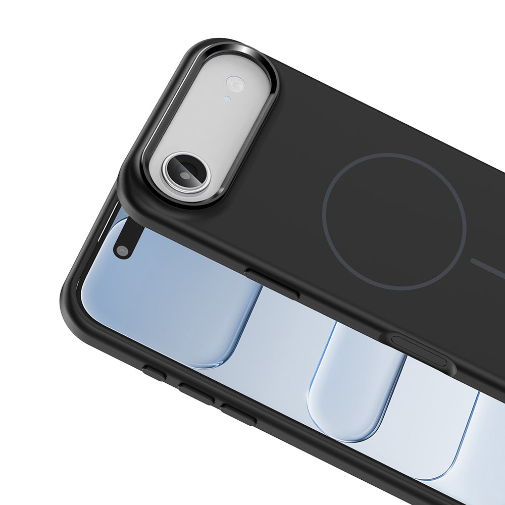 Apple iPhone 17 Air Kılıf M-Safe Şarj Özellikli Metal Kamera Çerçeveli Zore Edi Silikon Kapak Siyah