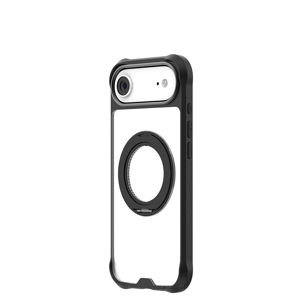 Apple iPhone 17 Air Kılıf M-safe Şarj Özellikli Parmak Ring Standlı Airbag Tasarımlı Mutural Obsidian Serisi Kapak Lacivert