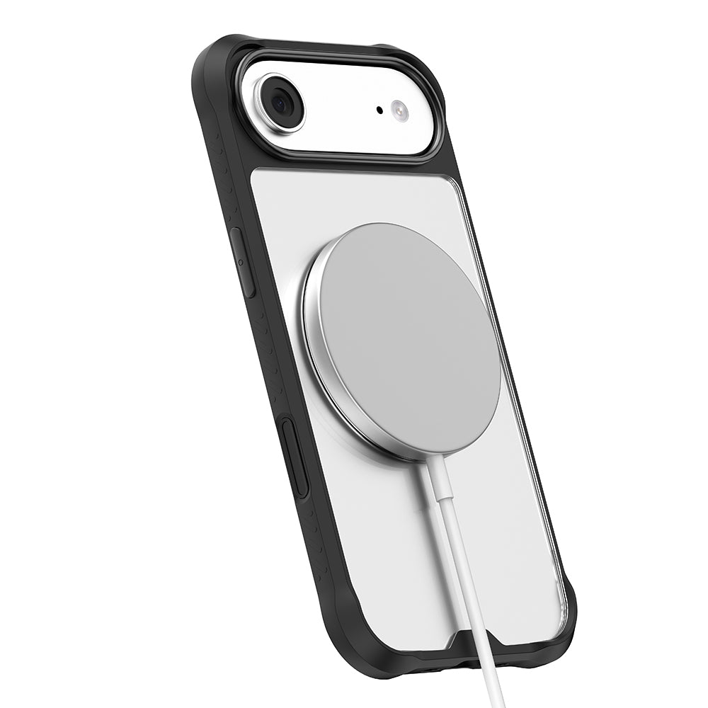 Apple iPhone 17 Air Kılıf M-safe Şarj Özellikli Parmak Ring Standlı Airbag Tasarımlı Mutural Obsidian Serisi Kapak Lacivert