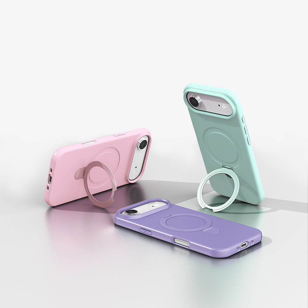 Apple iPhone 17 Air Kılıf M-safe Şarj Özellikli Standlı Zore Samara Kapak Titanyum-Gri