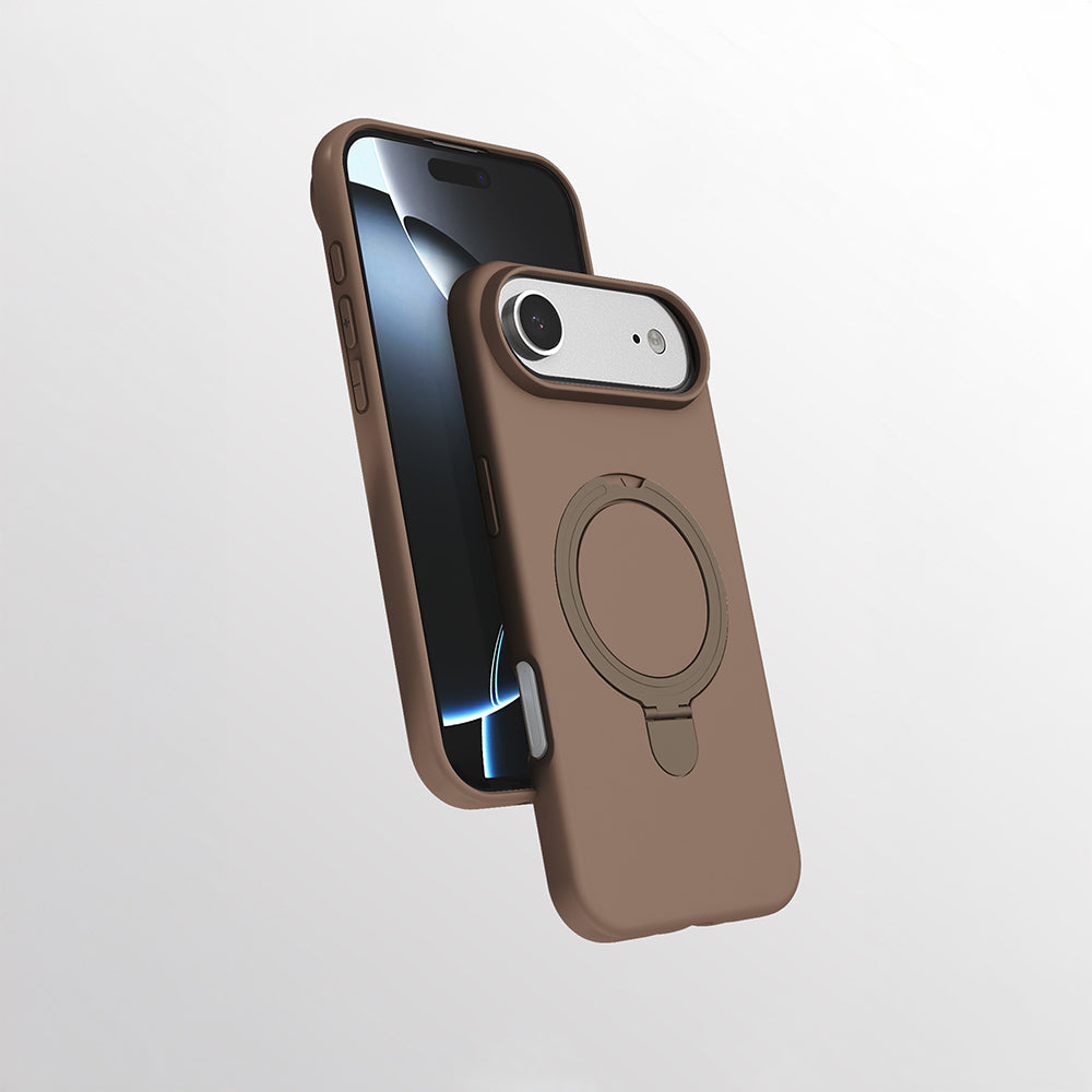 Apple iPhone 17 Air Kılıf M-safe Şarj Özellikli Standlı Zore Samara Kapak Desert Gold