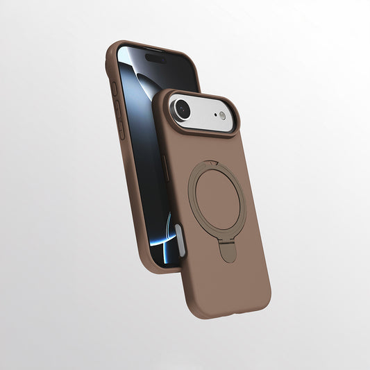 Apple iPhone 17 Air Kılıf M-safe Şarj Özellikli Standlı Zore Samara Kapak Desert Gold