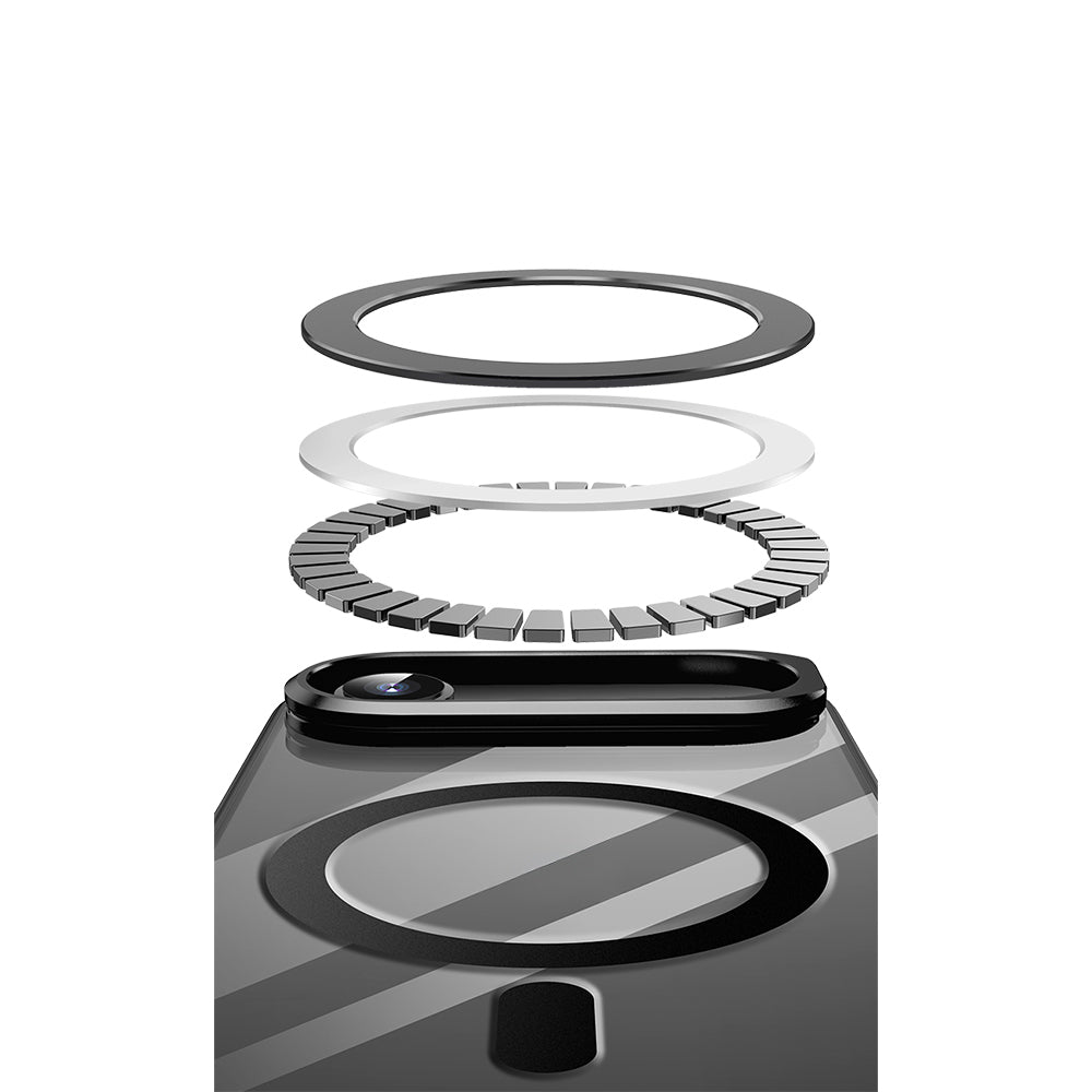 Apple iPhone 17 Air Kılıf M-safe Şarj Özellikli Wlons Standlı Efsane Kapak Siyah