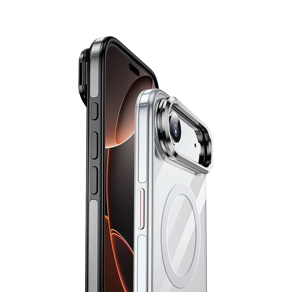 Apple iPhone 17 Air Kılıf M-safe Şarj Özellikli Wlons Standlı Efsane Kapak Siyah