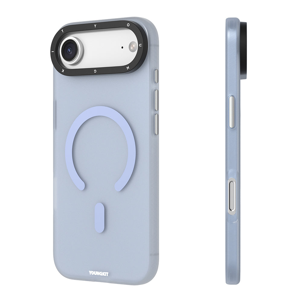 Apple iPhone 17 Air Kılıf M-safe Şarj Özellikli Youngkit Hidden Sand Serisi Kapak Mavi