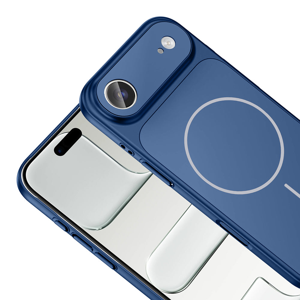 Apple iPhone 17 Air Kılıf Zore M-Safe Şarj Özellikli Kamera Korumalı Formen Kapak Mavi