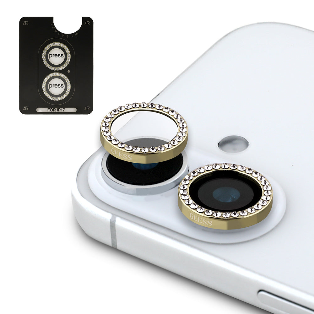 Apple iPhone 17 Guess Orjinal Lisanslı 4G ve Yazı Logolu Kılıf + Ekran Koruyucu + Lens Koruyucu 3in1 Aksesuar Seti Kahverengi