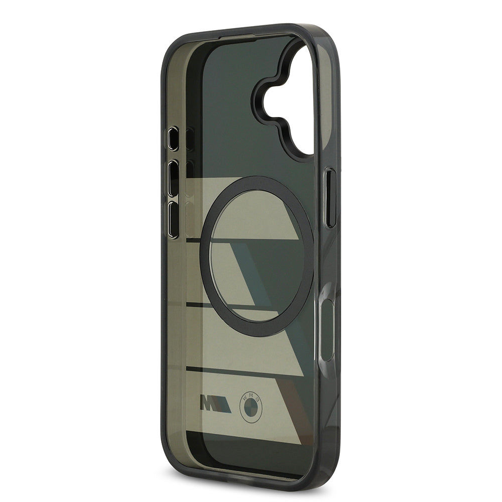 Apple iPhone 17 Kılıf BMW Orjinal Lisanslı M-safe Şarj Özellikli IML Baskılı Üç Renkli M Dizayn Kapak Siyah