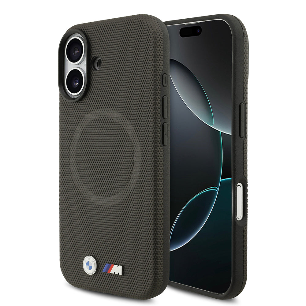 Apple iPhone 17 Kılıf BMW Orjinal Lisanslı M-safe Şarj Özellikli Metal Logolu Delikli M Dizayn Deri Kapak Gri