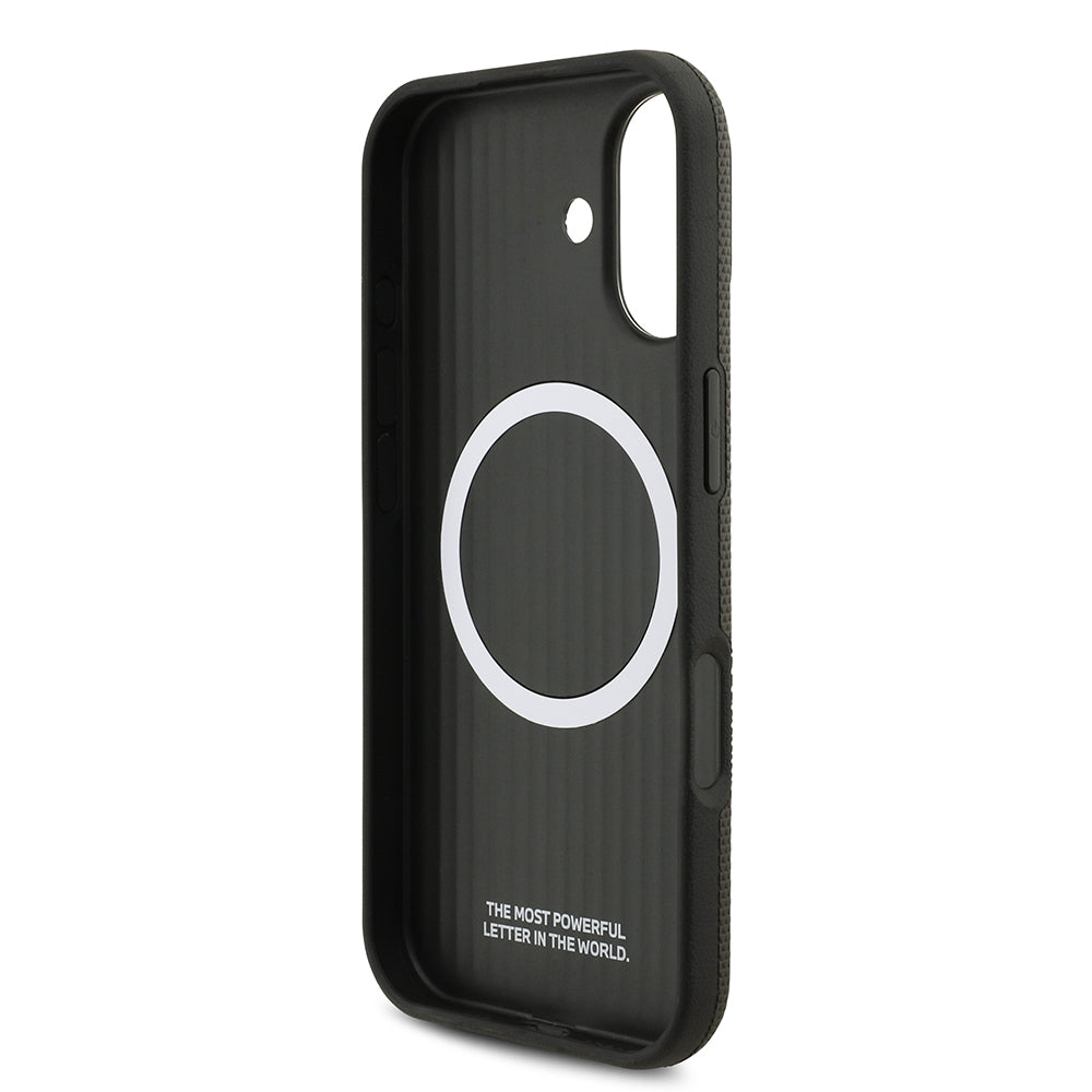 Apple iPhone 17 Kılıf BMW Orjinal Lisanslı M-safe Şarj Özellikli Metal Logolu Delikli M Dizayn Deri Kapak Gri