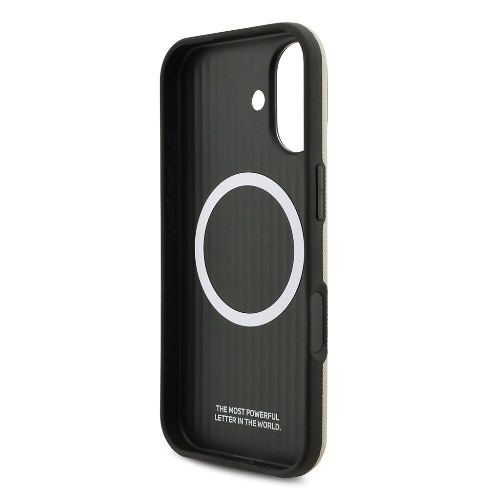 Apple iPhone 17 Kılıf BMW Orjinal Lisanslı M-safe Şarj Özellikli Metal Logolu Delikli M Dizayn Deri Kapak Gri