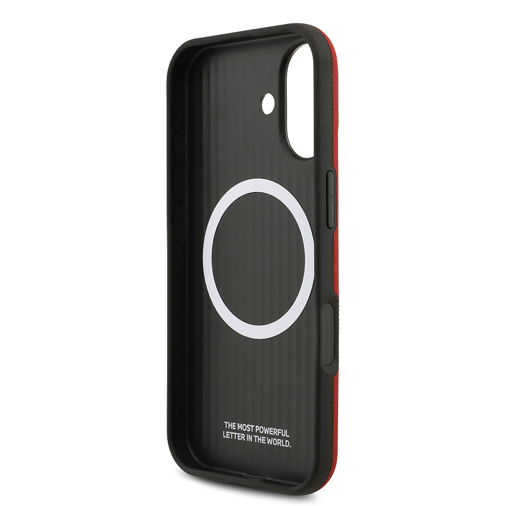 Apple iPhone 17 Kılıf BMW Orjinal Lisanslı M-safe Şarj Özellikli Metal Logolu Delikli M Dizayn Deri Kapak Gri