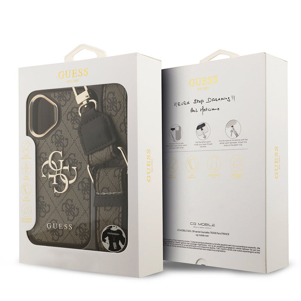 Apple iPhone 17 Kılıf Guess Orjinal Lisanslı 4G Büyük Metal Logolu Kalın Askılı Kapak Pembe