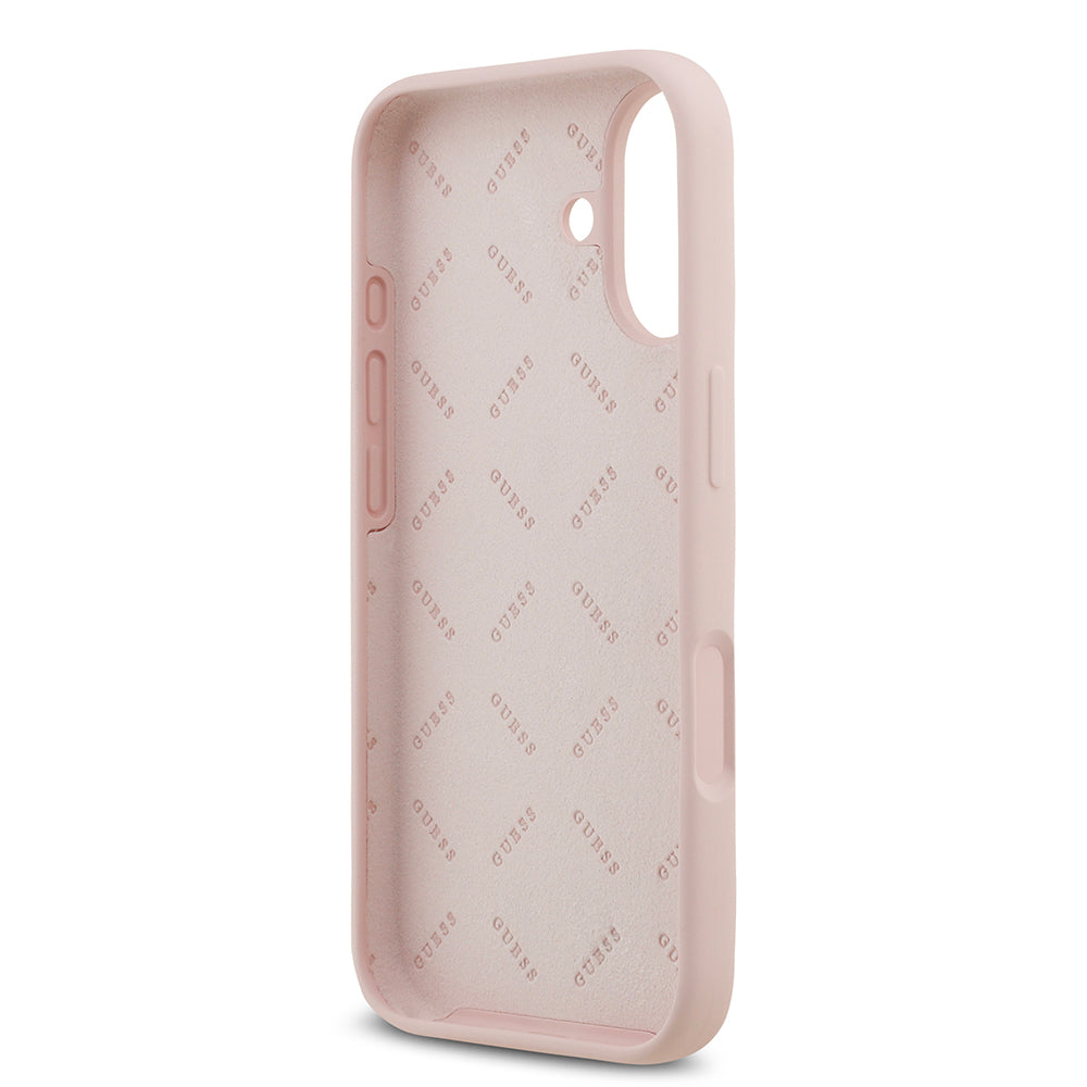 Apple iPhone 17 Kılıf Guess Orjinal Lisanslı Grained Yazı Logolu Kapak Pembe
