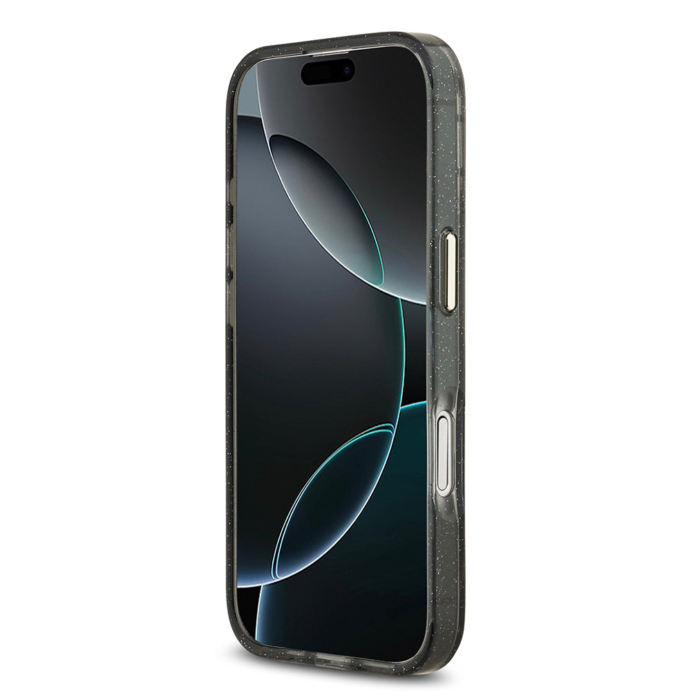 Apple iPhone 17 Kılıf Guess Orjinal Lisanslı M-safe Şarj Özellikli Simli Çiçek Desenli Metal Kamera Çerçeveli Üçgen Logolu Kapak Beyaz