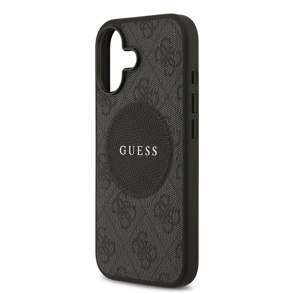 Apple iPhone 17 Kılıf Guess Orjinal Lisanslı M-safe Şarj Özellikli Yazı Logolu Circle Classic Kapak Kahverengi
