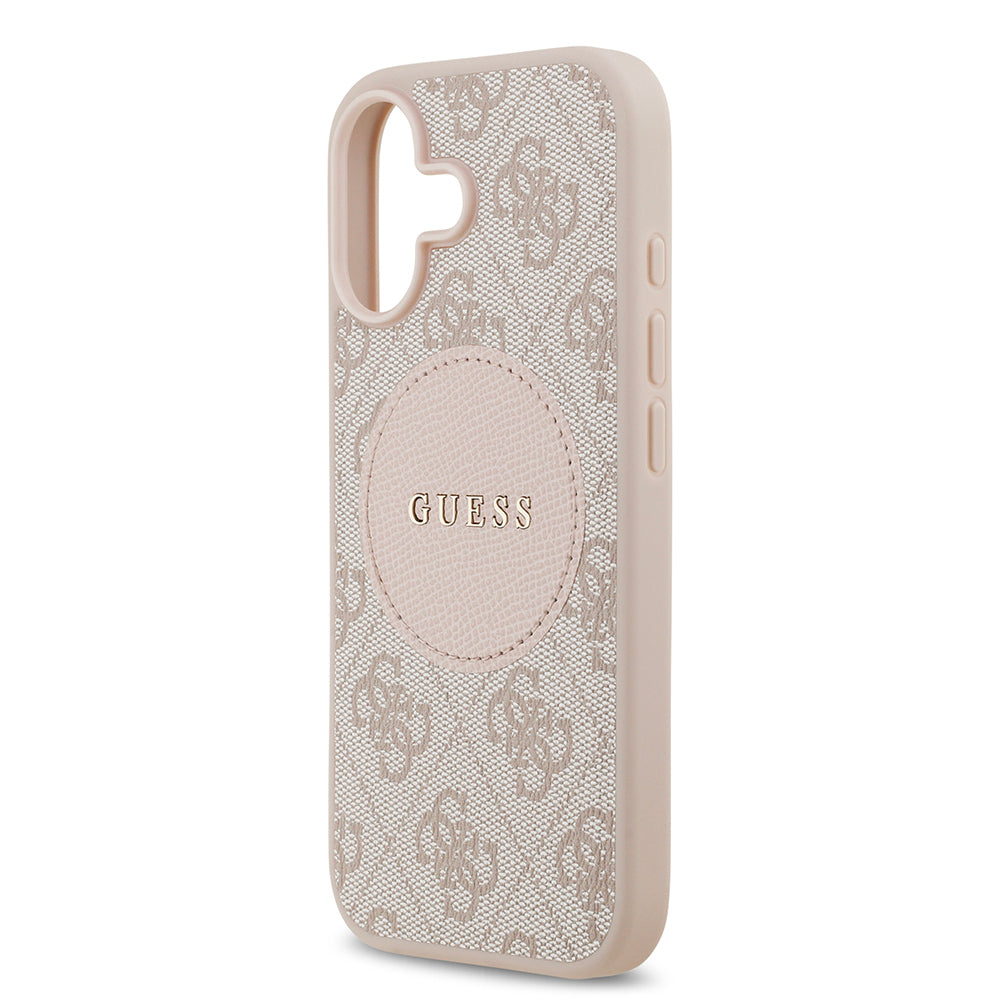 Apple iPhone 17 Kılıf Guess Orjinal Lisanslı M-safe Şarj Özellikli Yazı Logolu Circle Classic Kapak Kahverengi